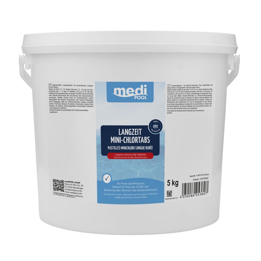 Langzeit-Mini-Chlortabs zur Poolpflege 5 kg, 250 Stück