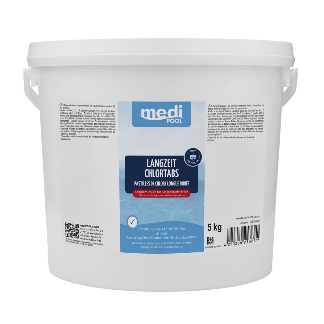 5 kg Eimer mit Langzeit-Chlortabletten mediPOOL