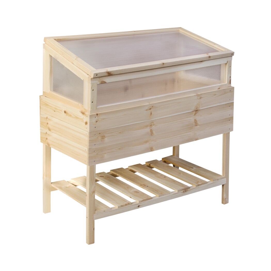 Hochbeet aus Holz mit Anzuchtkasten