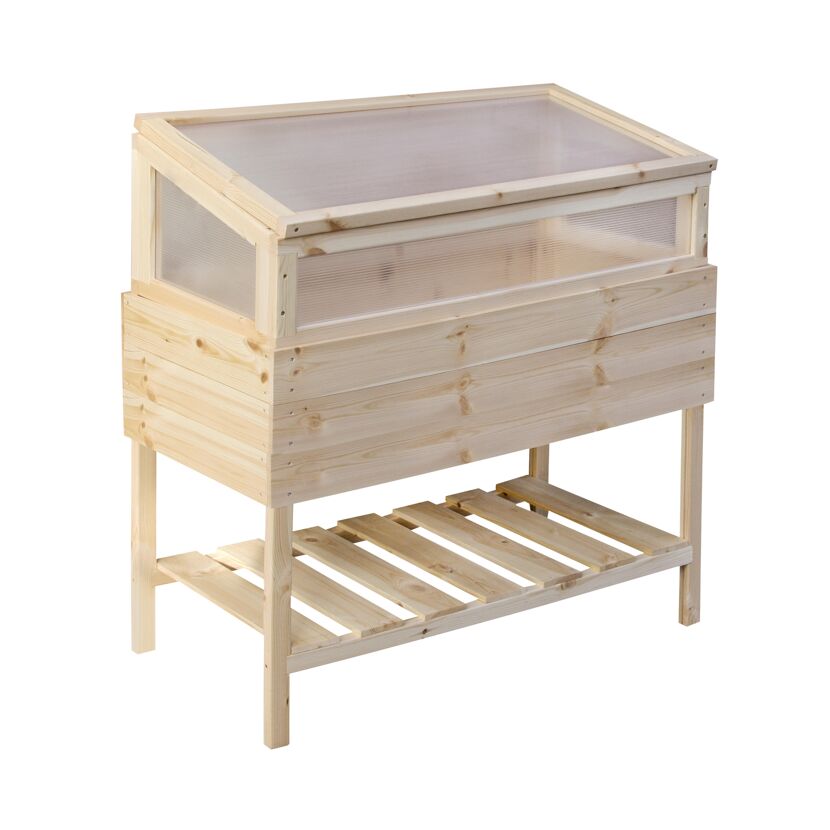 Hochbeet aus Holz mit Anzuchtkasten