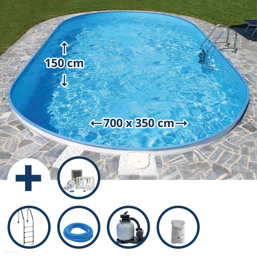 Ovaler Aufstellpool mit Zubehör.