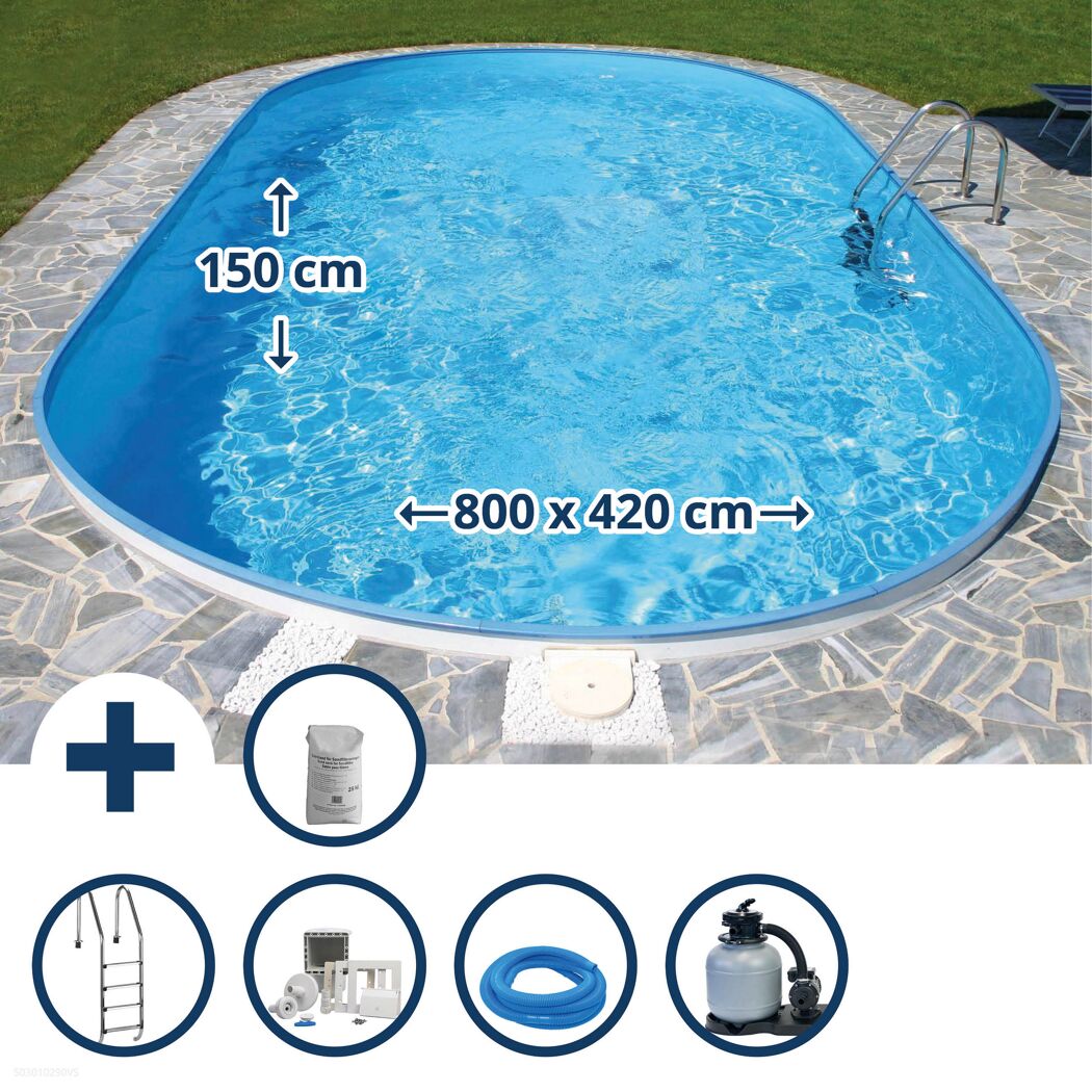 Ovaler Aufstellpool mit Zubehör.