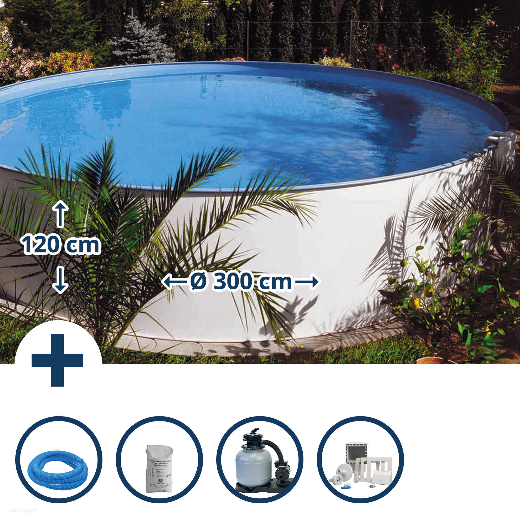 Aufstellpool-Set 'Exclusiv 2' weiß/blau Ø 300 x 120 cm + product picture
