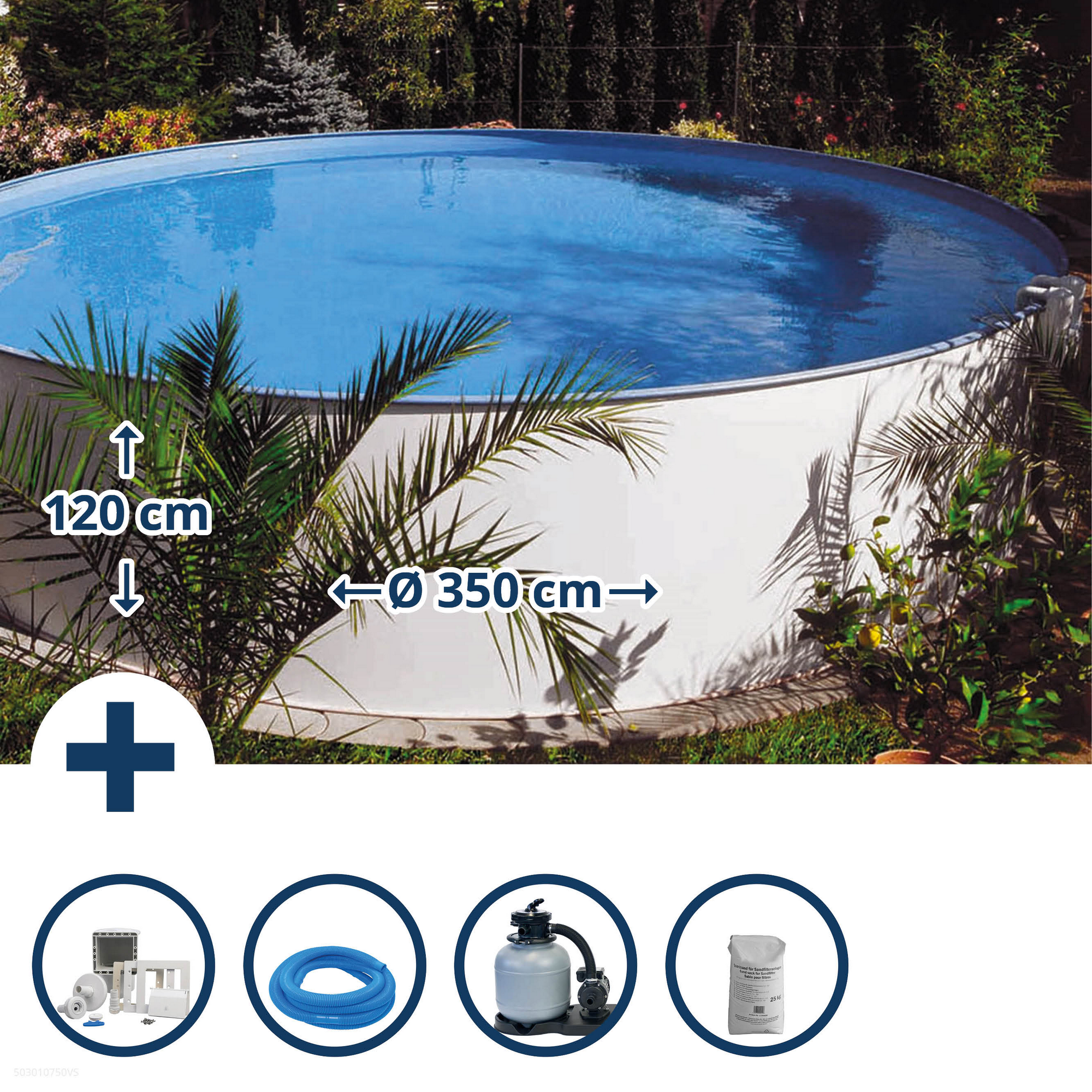Aufstellpool-Set 'Exclusiv 3' weiß/blau Ø 350 x 120 cm + product picture
