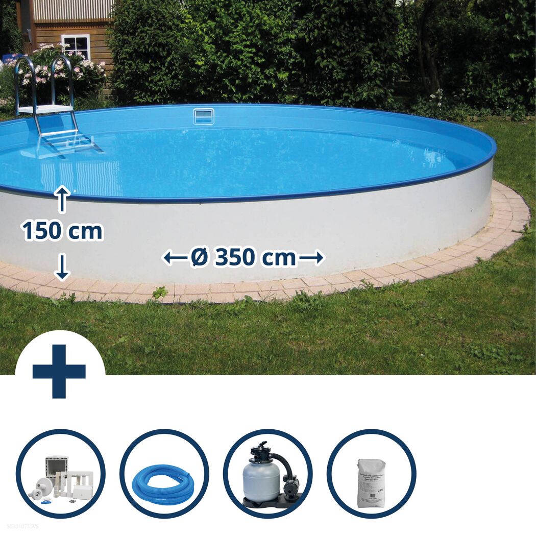 Aufstellpool, rund, 350 cm Durchmesser, 150 cm Höhe