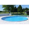 Aufstellpool mit blauer Folie im Garten
