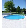 Aufstellpool mit blauer Folie, Kies und Leiter