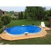 Achtförmiger Pool mit blauer Abdeckung