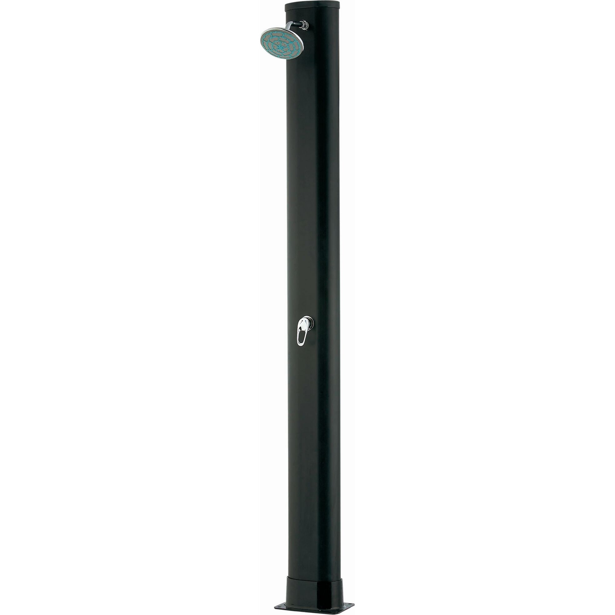 Schwarze Solardusche mit Brausekopf