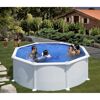 Familie im aufstellbaren Stahlwandpool