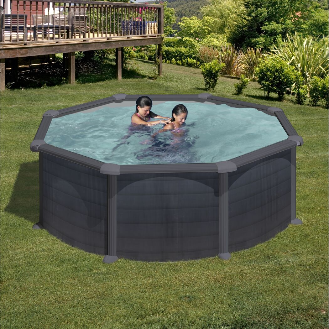 Stahlwandpool 'Granada' schwarz rund Ø 370 x 132 cm