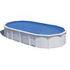Ovaler Aufstellpool Stahlwandpool mit blauem Wasser gefüllt.