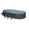 Ovaler Stahlwandpool Graphite mit Wasser gefüllt