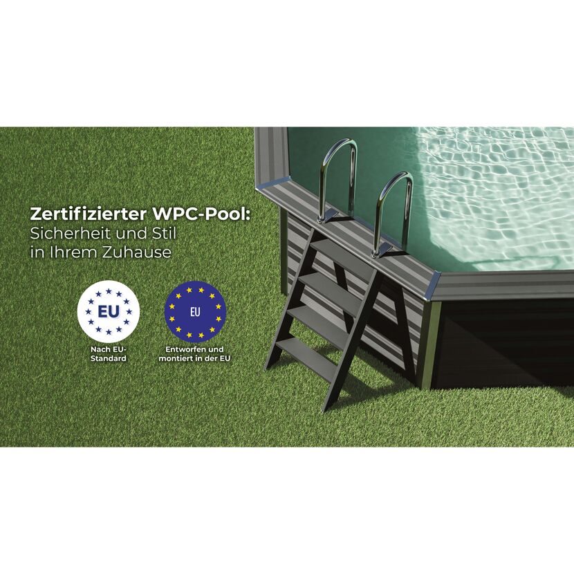 Composite Pool-Set 'Avantgarde' Ø 410 x 124 cm mit Sandfilter und Trittleiter