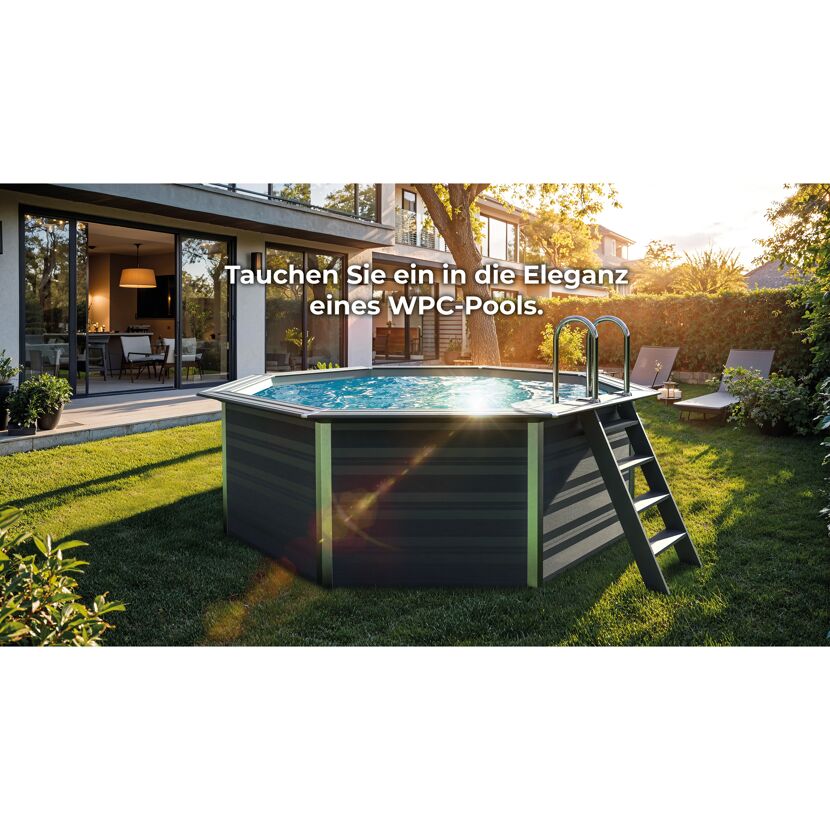Composite Pool-Set 'Avantgarde' Ø 410 x 124 cm mit Sandfilter und Trittleiter