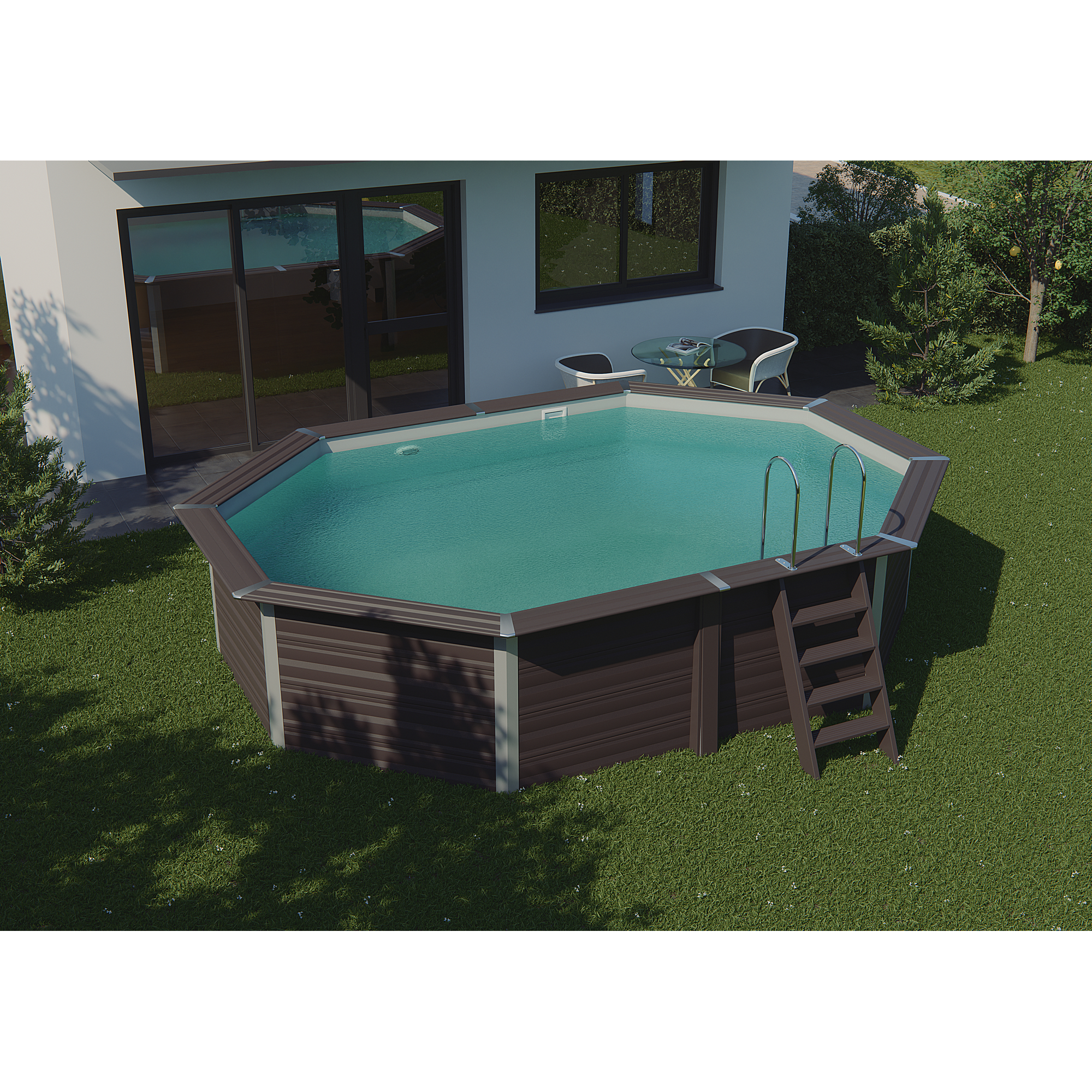Composite Pool-Set 'Avantgarde' 386 x 124 x 524 cm mit Sandfilter und Trittleiter