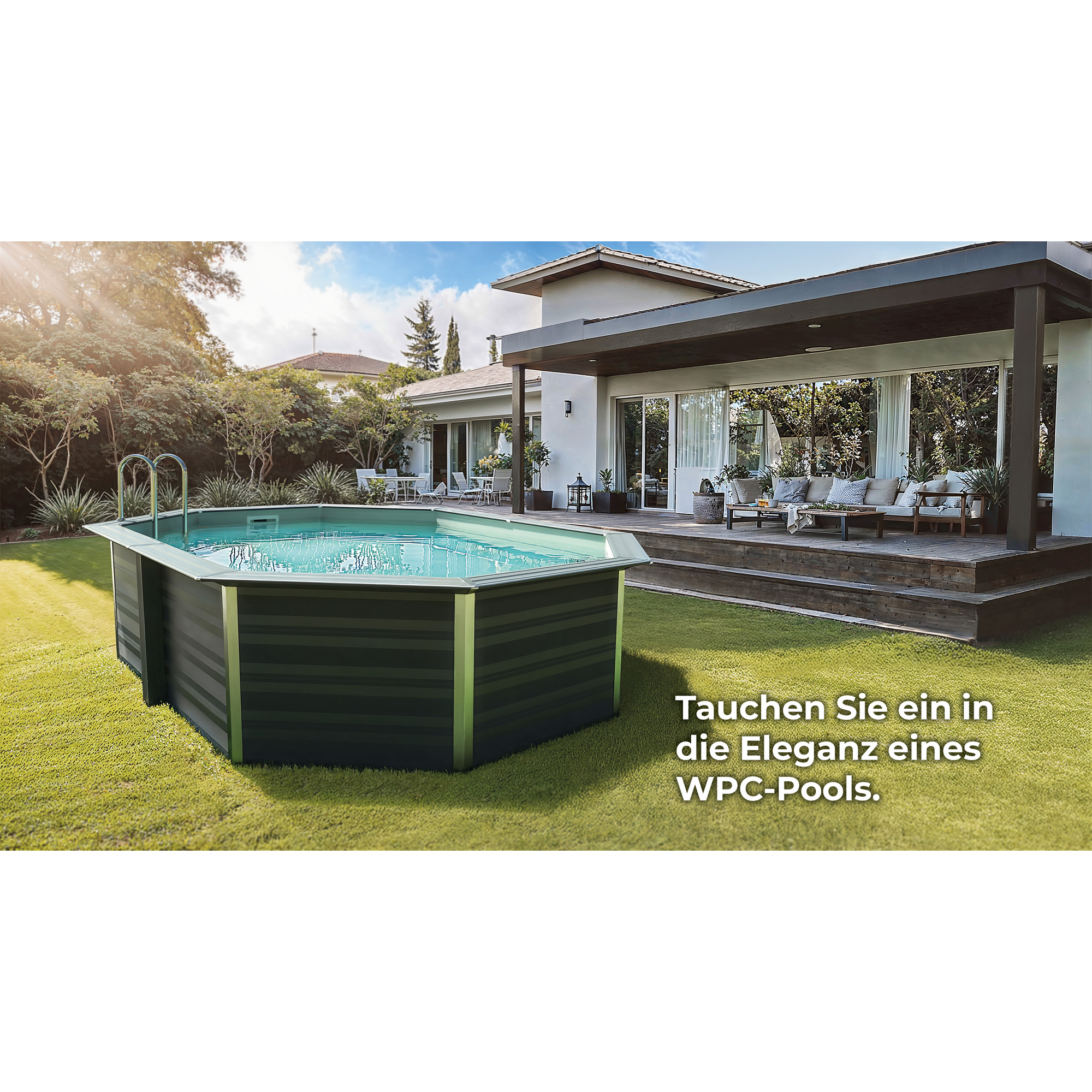 Composite Pool-Set 'Avantgarde' 386 x 121 x 804 cm mit Sandfilter und Trittleiter