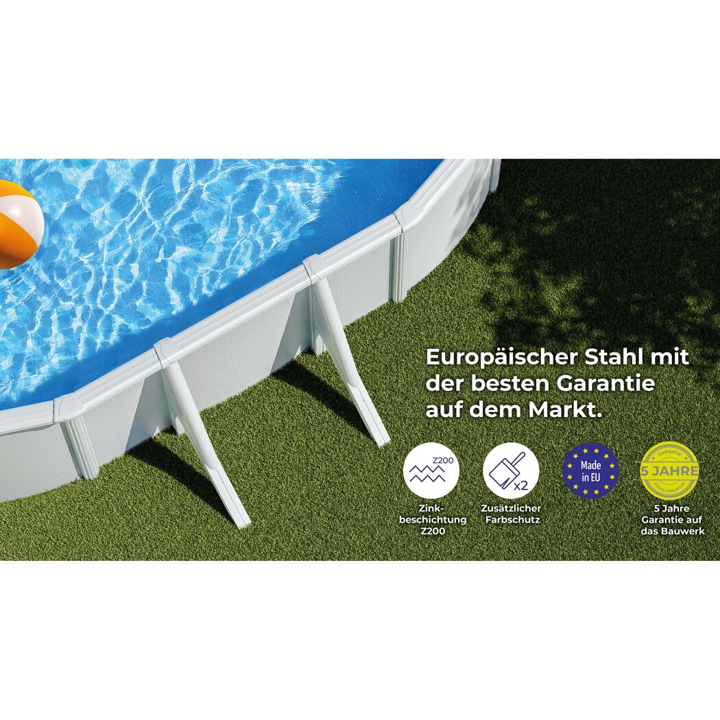 Aufstellpool 'Atlantis' weiß 500 x 300 x 132 cm mit Filterpumpe und Sicherheitsleiter