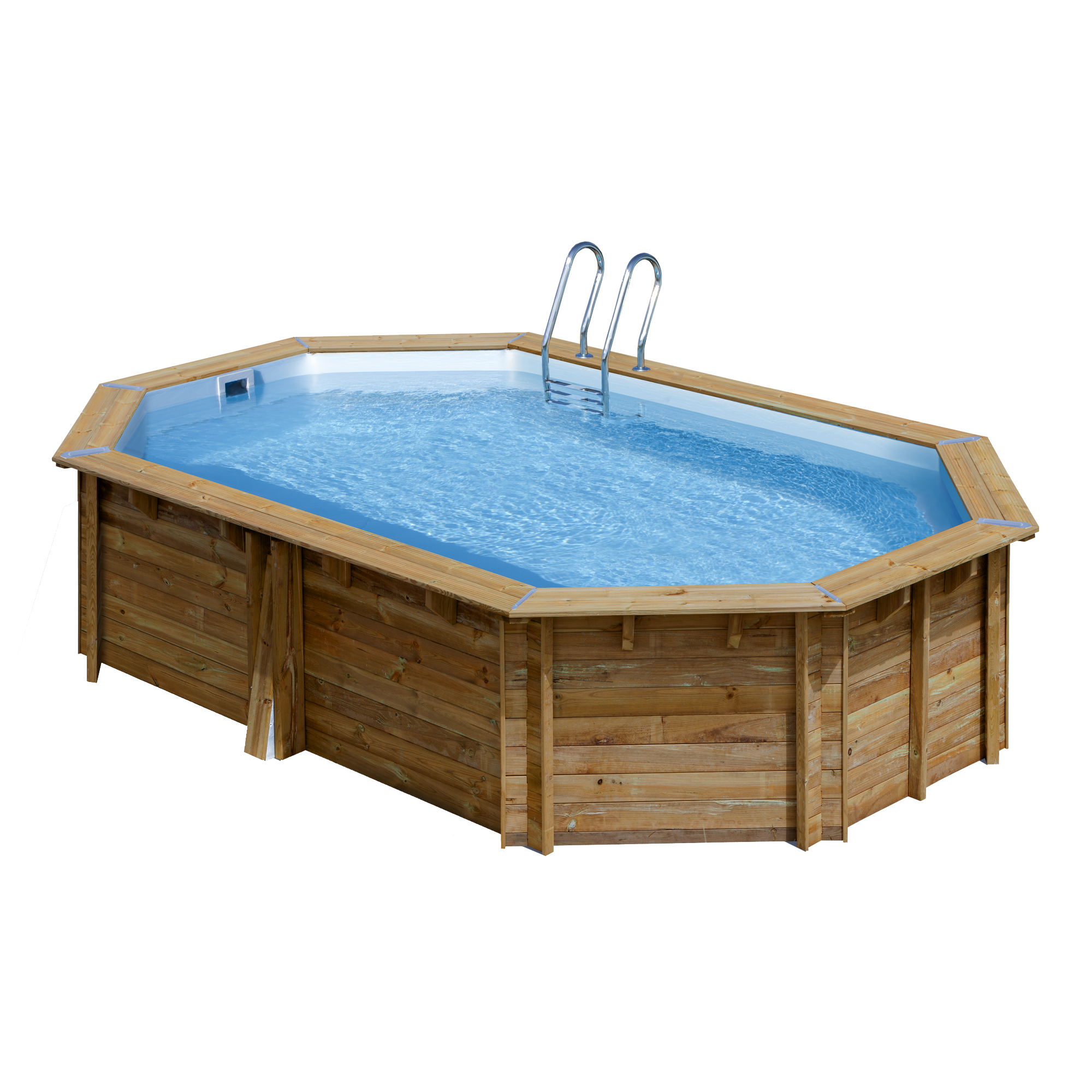 Echtholzpool 'Cannelle' holzfarben/weiß oval 551 x 351 x 119 cm + product picture