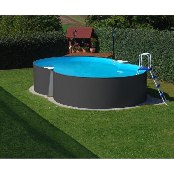 AufstellpoolSet 'Anthrazit 2' blau/anthrazit Achtform 540 x 350 x 120 cm