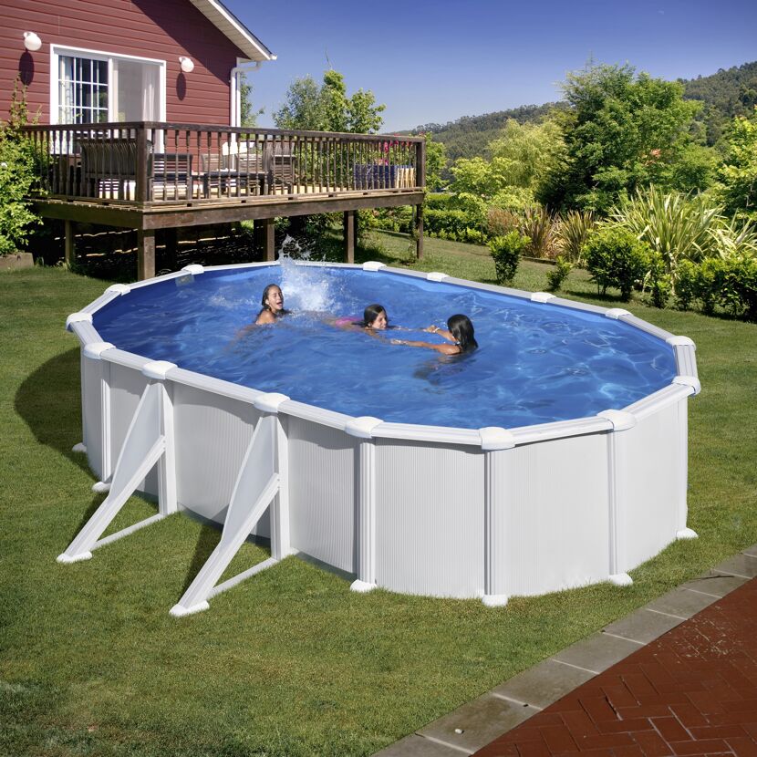 Stahlwandpool-Set 'Atlantis' 634 x 575 x 132 cm mit Sicherheitsleiter und Sandfilteranlage
