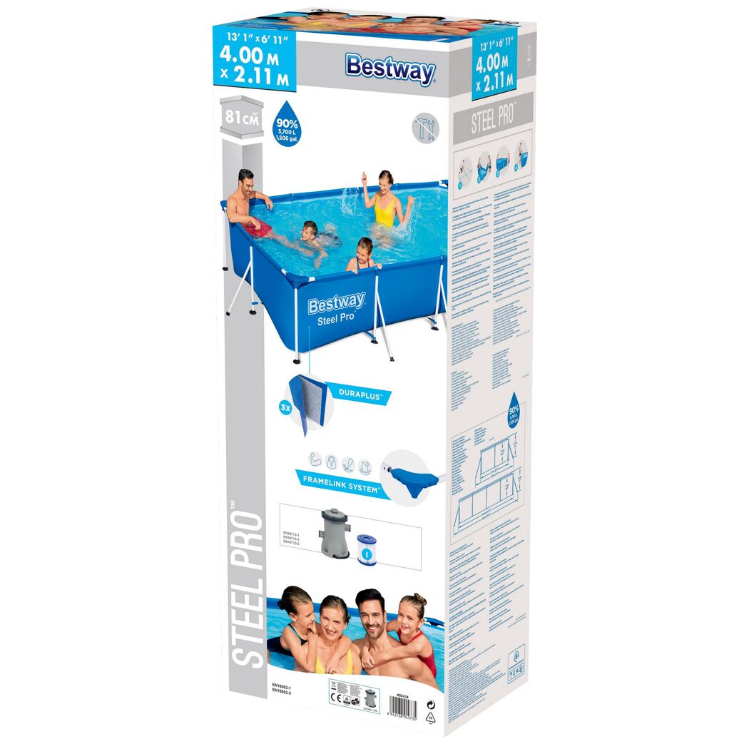 Aufstellpool-Set 'Steel Pro™' blau rechteckig 400 x 211 x 81 cm