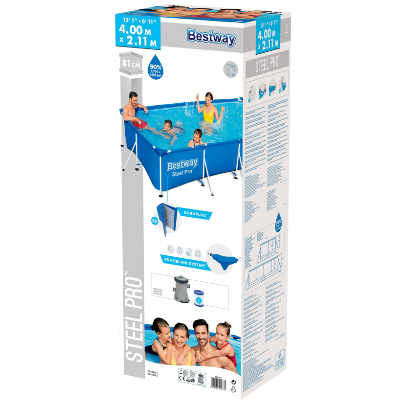 Aufstellpool-Set 'Steel Pro™' blau rechteckig 400 x 211 x 81 cm