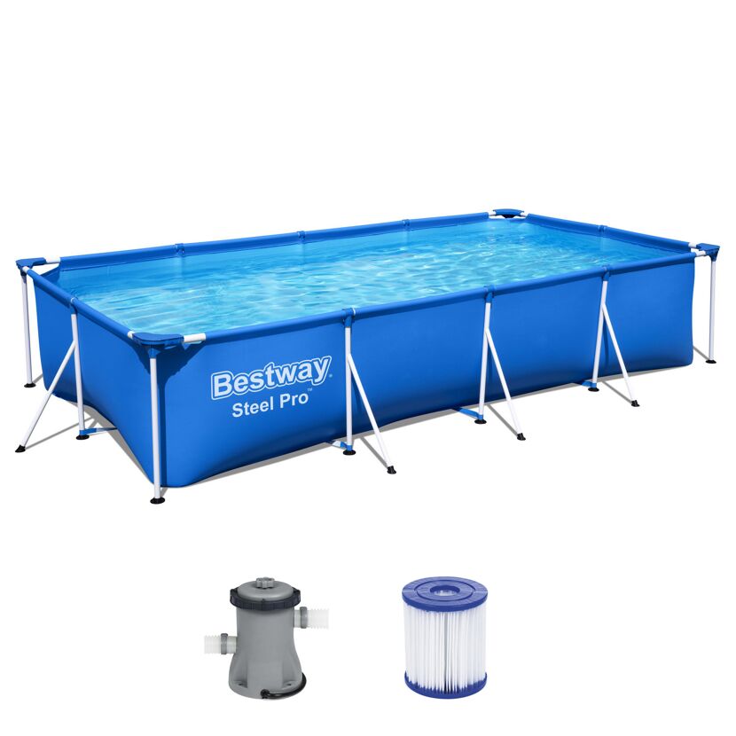 Aufstellpool-Set 'Steel Pro™' blau rechteckig 400 x 211 x 81 cm