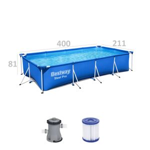Aufstellpool-Set 'Steel Pro™' blau rechteckig 400 x 211 x 81 cm
