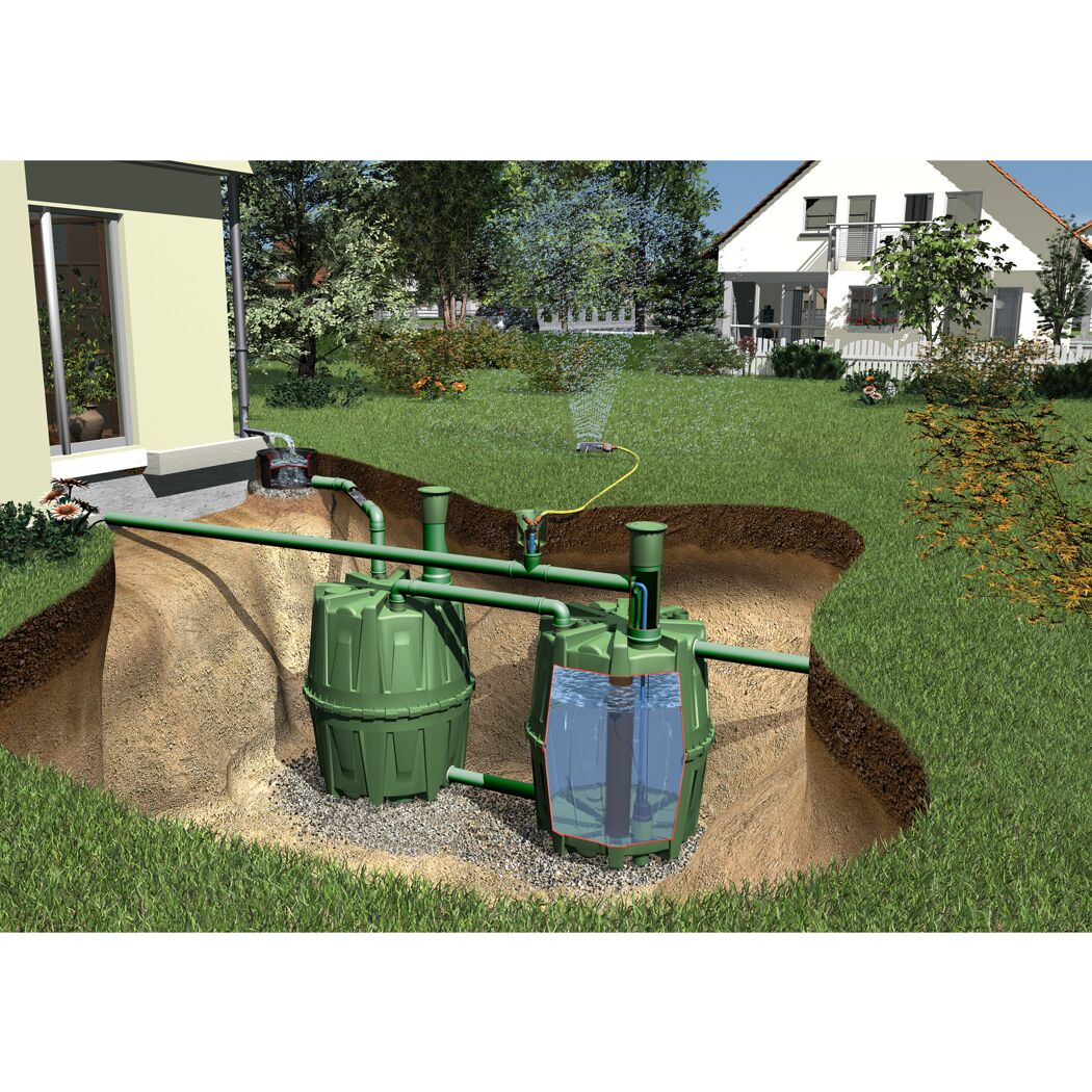 Zisterne Herkules 'Komplettpaket Garten' grün 4800 l
