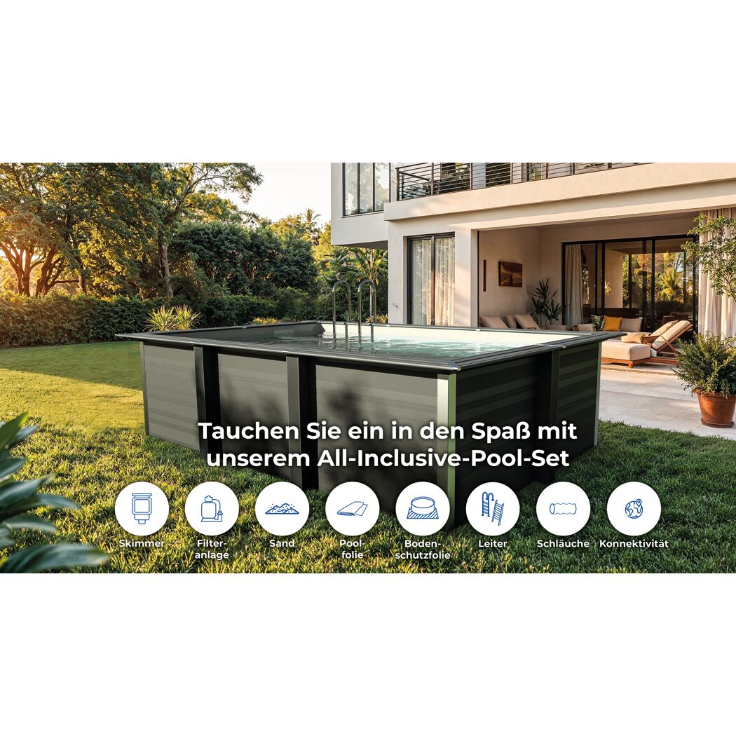 Composite Pool-Set 'Avantgarde' 326 x 96 x 326 cm mit Sandfilter und Trittleiter