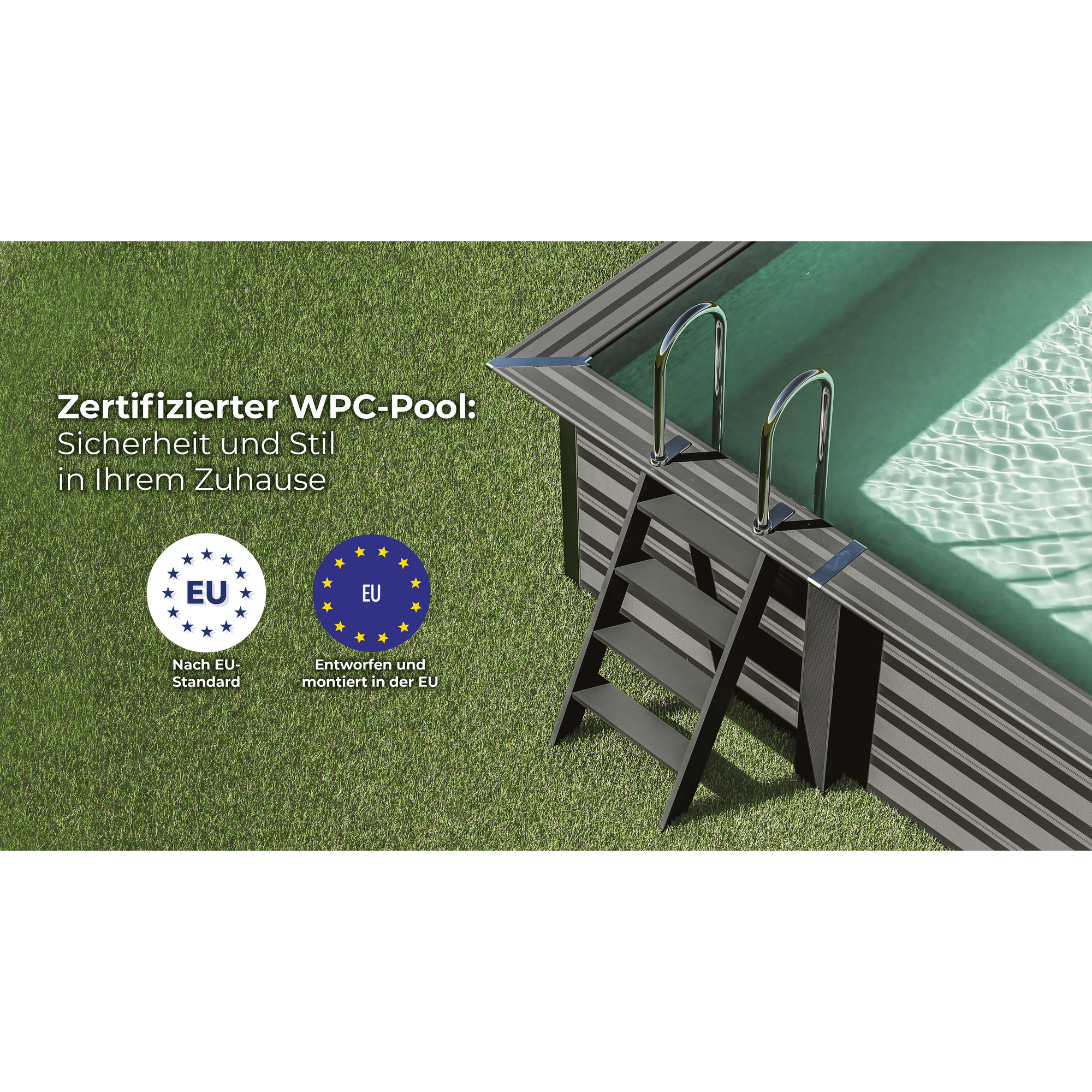 Composite Pool-Set 'Avantgarde' 326 x 96 x 326 cm mit Sandfilter und Trittleiter