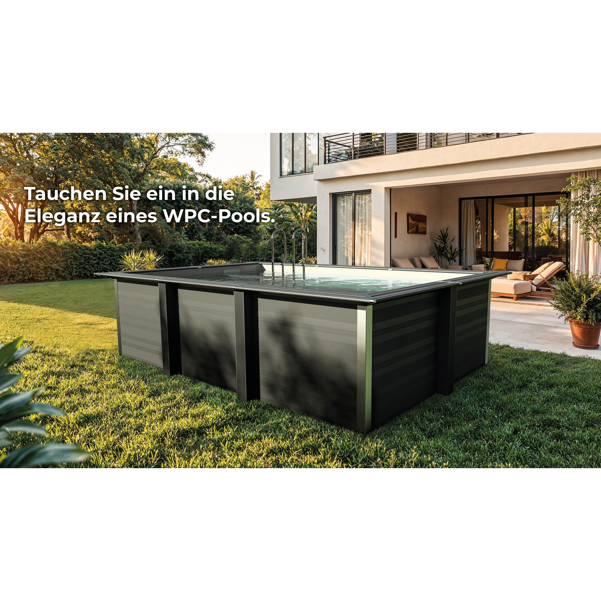 Composite Pool-Set 'Avantgarde' 326 x 96 x 326 cm mit Sandfilter und Trittleiter