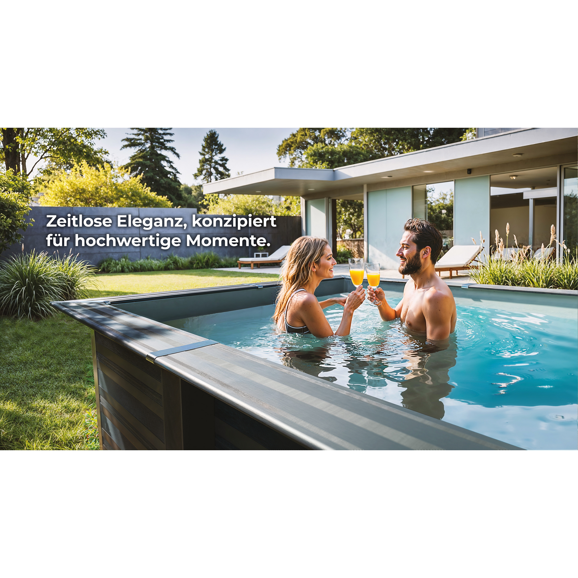 Composite Pool-Set 'Avantgarde' 326 x 96 x 326 cm mit Sandfilter und Trittleiter