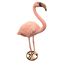 Rosa Flamingo auf einem Metallständer.