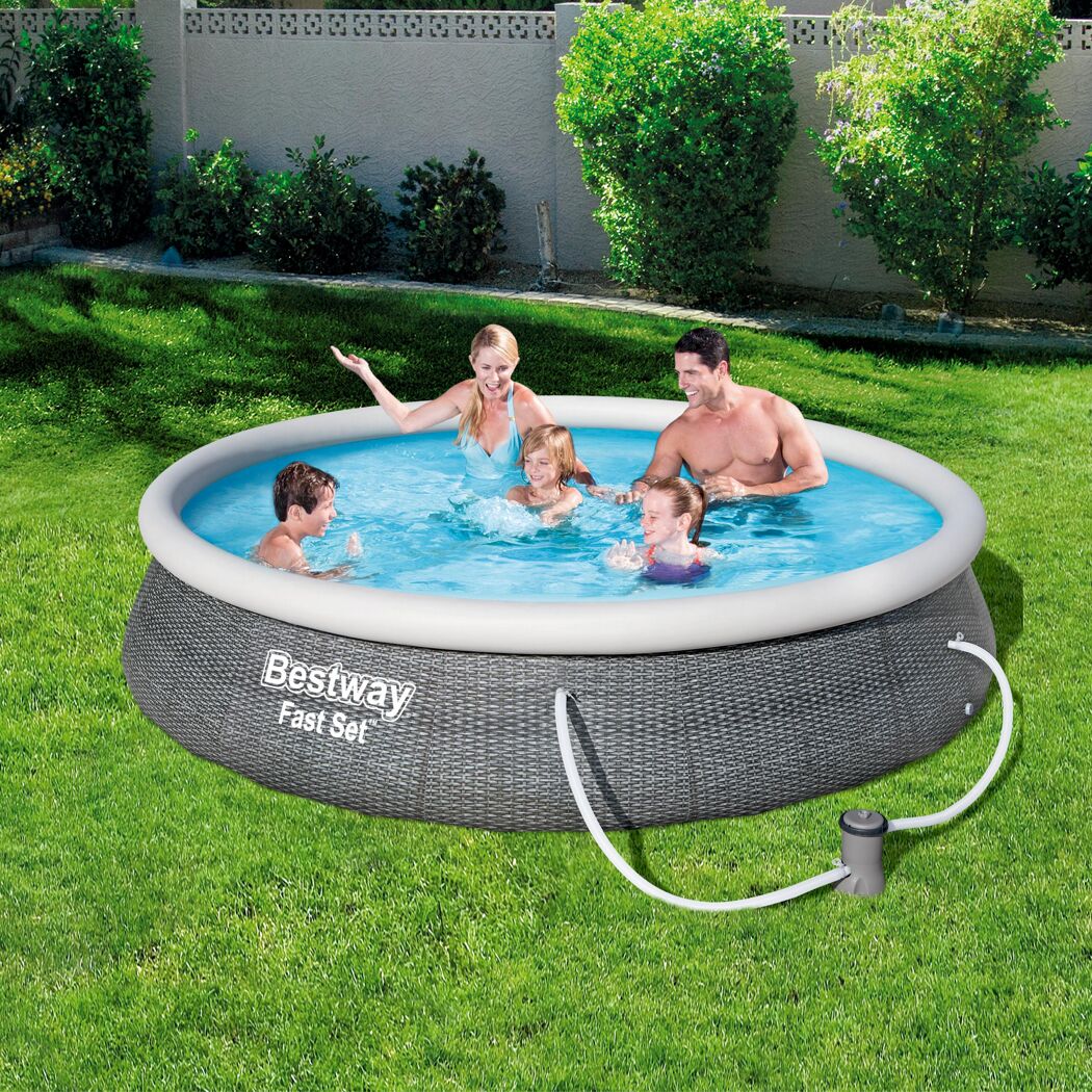 Aufstellpool 'Fast Set™' grau/weiß rund Ø 396 x 84 cm