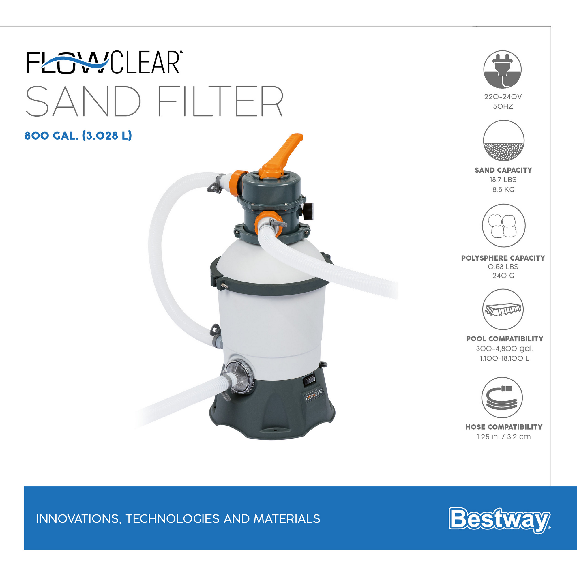 Sandfilteranlage 3.028 W 85 l/h, \'Flowclear\'