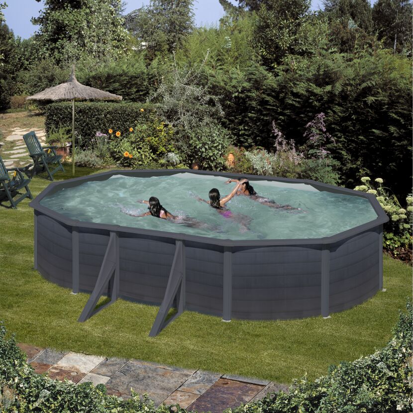 Stahlwandpool-Set 'Kea' 610 x 375 x 120 cm mit Sicherheitsleiter und Sandfilteranlage