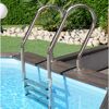 Massivholzpool-Set 'Vermela' 672 x 472 x 146 cm mit Edelstahlleiter, Holzleiter und Sandfilteranlage