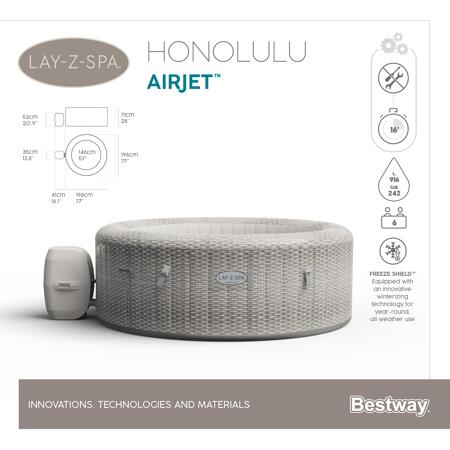 15. Bild von Whirlpool 'Lay-Z-Spa™ Honolulu AirJet' grau/weiß Ø 196 x 71 cm