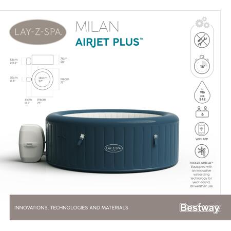 15. Bild von Whirlpool 'Lay-Z-Spa™ Milan AirJet Plus' blau/weiß 196 x 71 cm