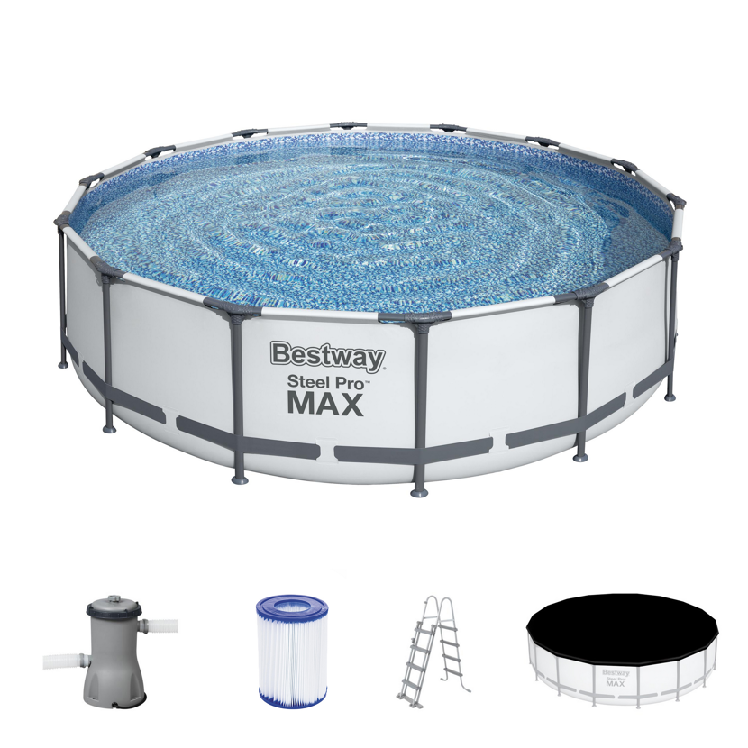 Bestway Steel Pro MAX Frame Pool, Filterpumpe, Filterkartusche, Leiter und Abdeckplane