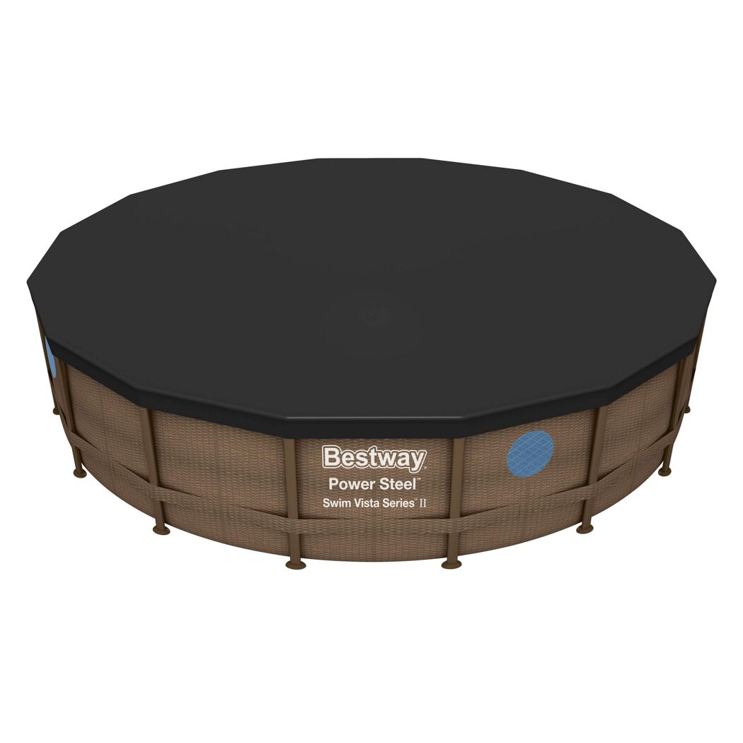 Abgedeckter Frame Pool Rattan Optik