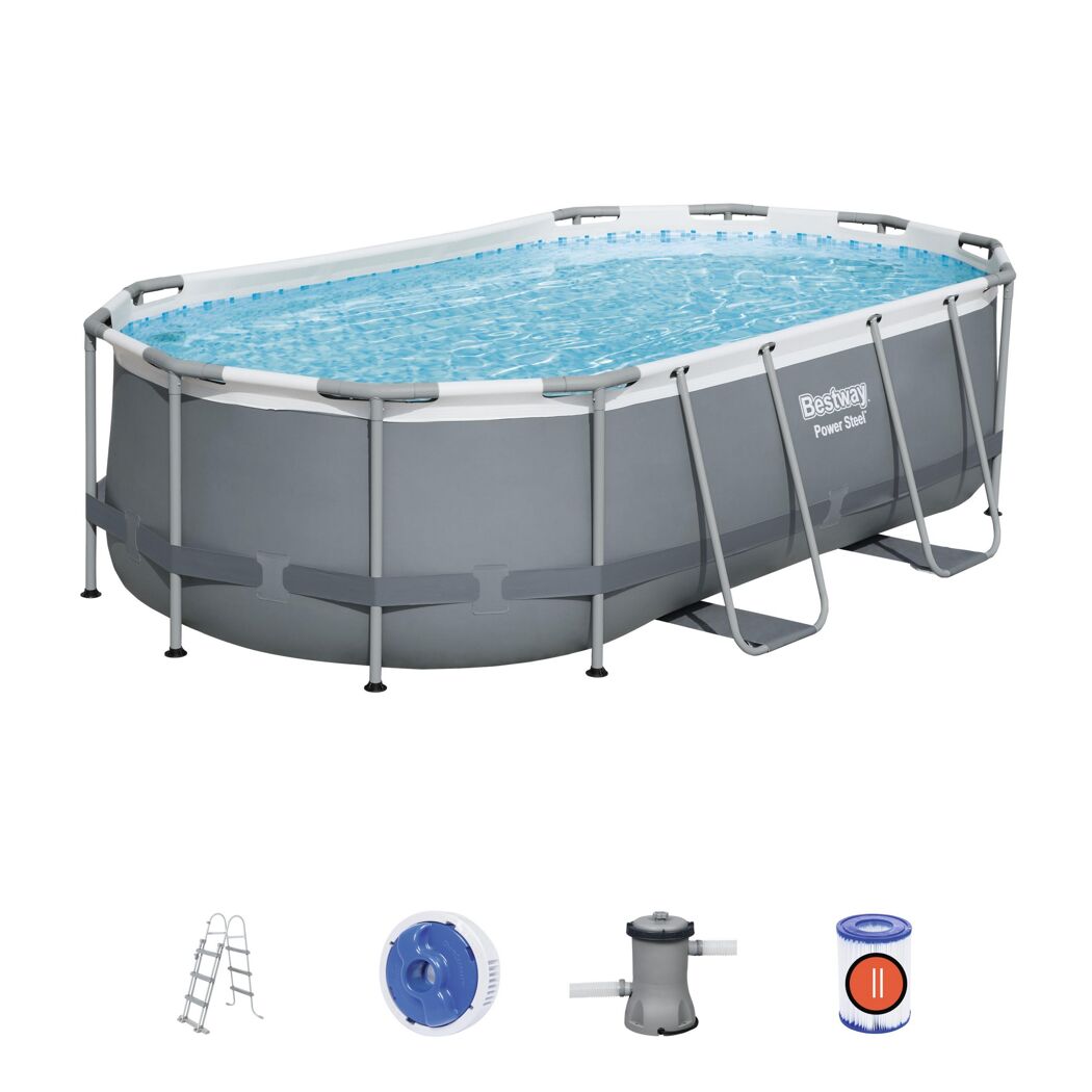 Ovaler Aufstellpool Power Steel von Bestway mit Zubehör.