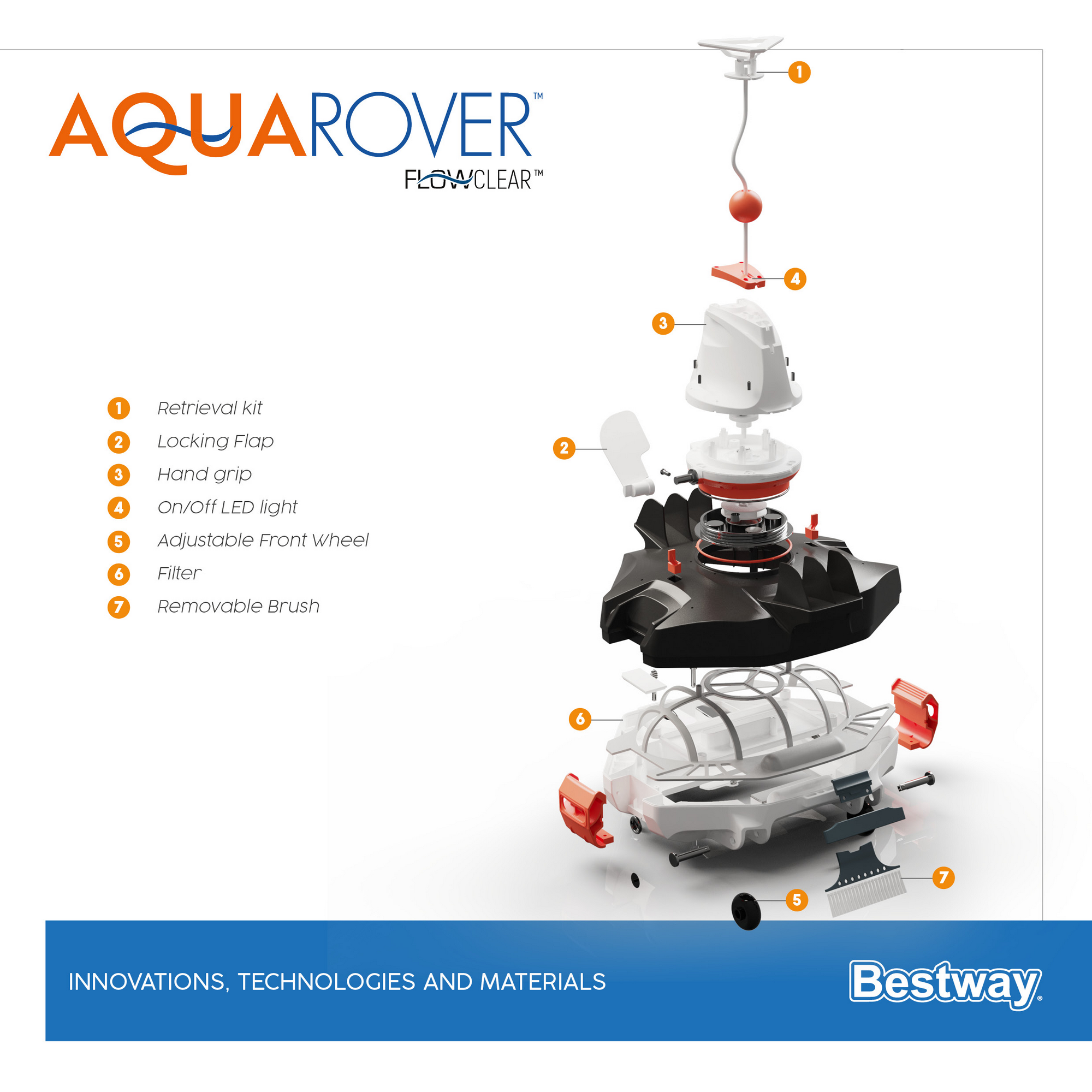 Bodenpoolsauger 'Flowclear Aquarover' schwarz/weiß, mit Akku + product picture