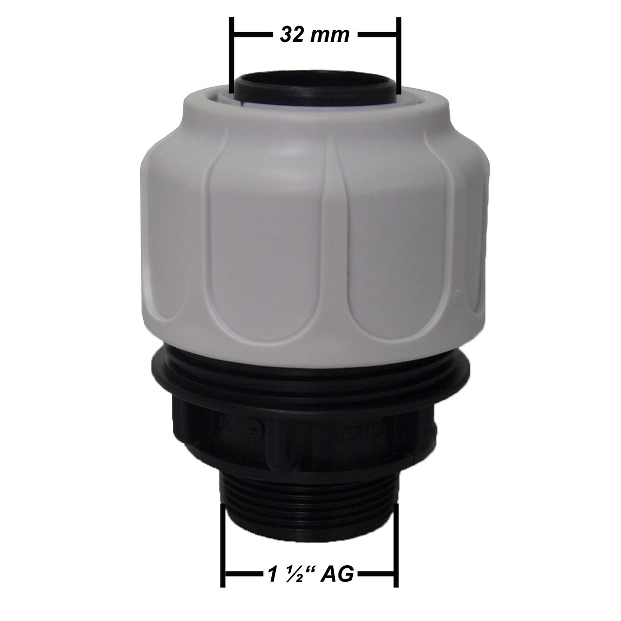 Anschlussstück für Rohre mit 32 mm Durchmesser und 1 1/2" Außengewinde