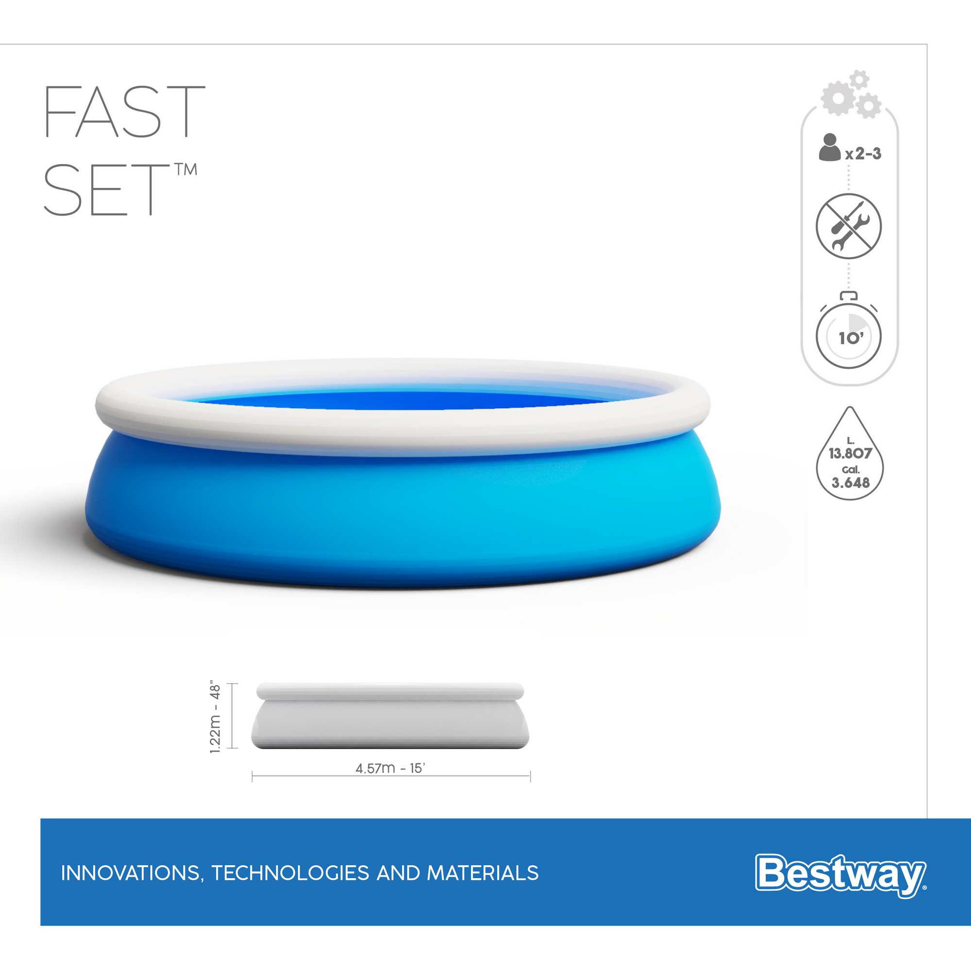 Aufstellpool 'Fast Set™' blau/grau Ø 457 x 122 cm, Komplett-Set + product picture