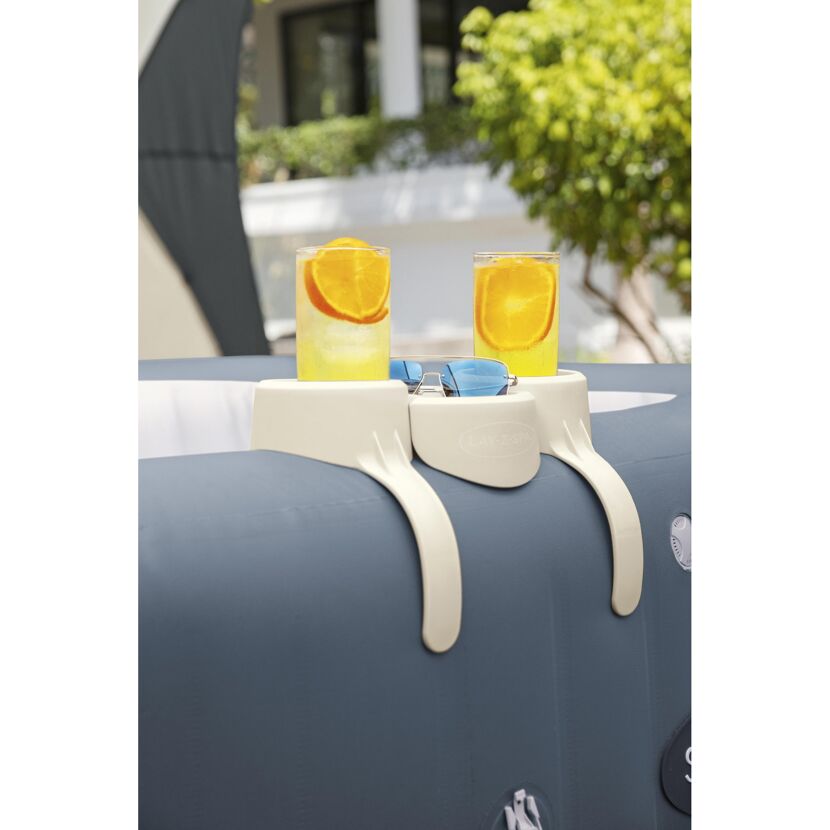 Lay-Z-Spa Getränkehalter mit zwei Getränken und Sonnenbrille