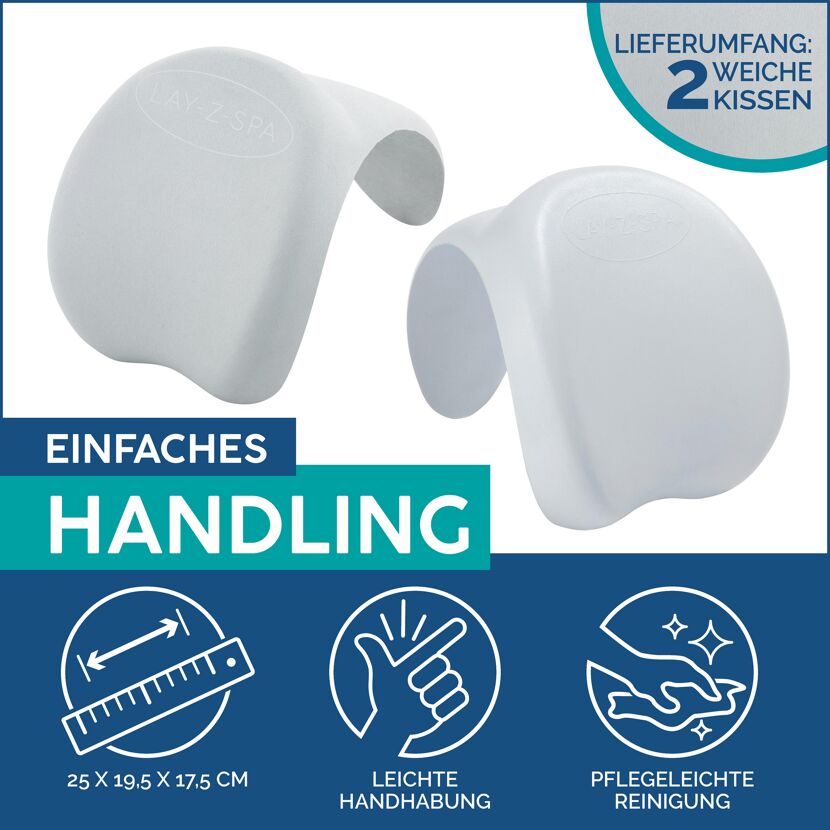 Zwei weiße Lay-Z-Spa Nackenkissen