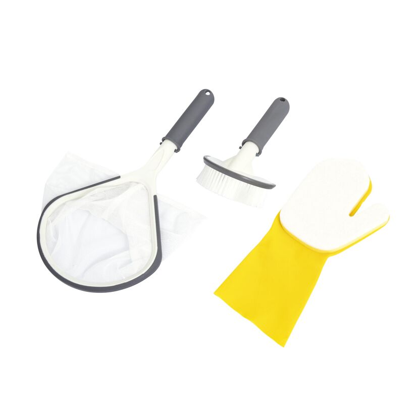 LAY-Z-Spa Reinigungsset: Kescher, Bürste, Handschuh